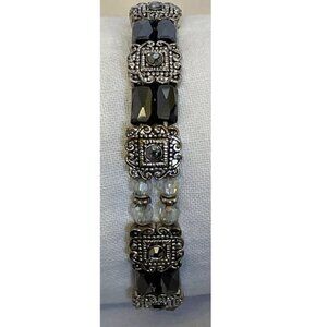 Mixed Metal & Crystal Stretch Magnetic Bracelet - Unbranded Costume Jewlery
